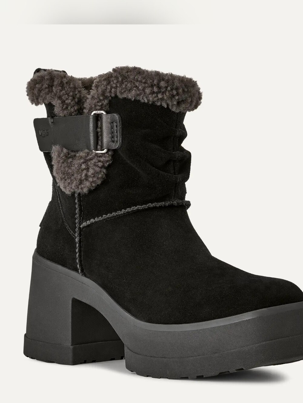 UGG Women's Moxy Black Suede Chunk Platform Pull On Chelsea Boots - NWOB - Sz 10